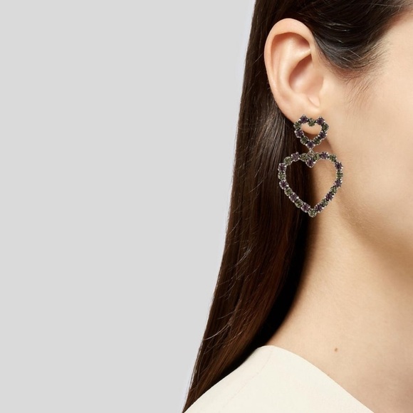 Dannijo Crystal Regina Heart Drop Earrings - Picture 4 of 4